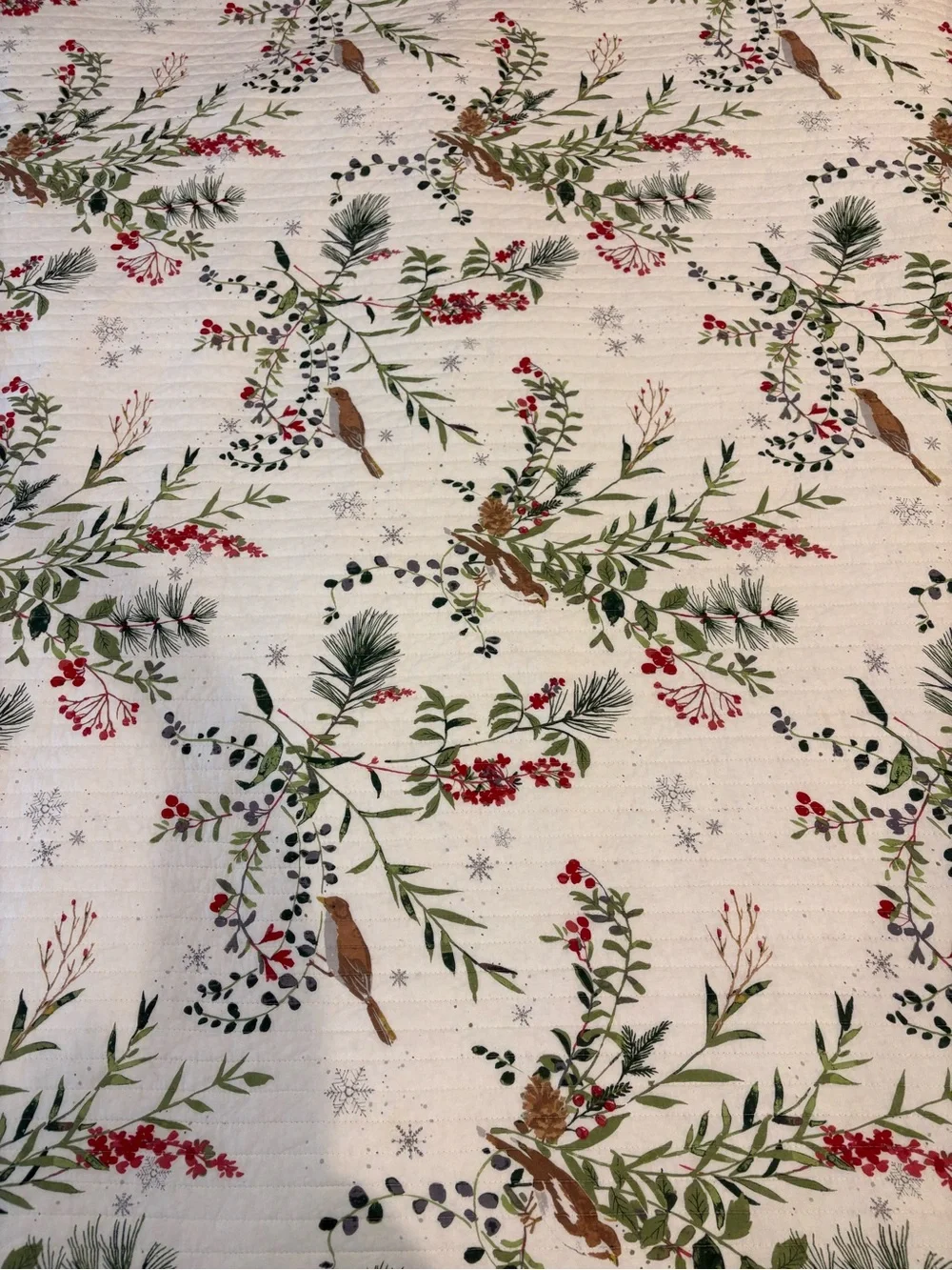 Levtex Home Joybirds King Quilt Reversible Christmas Holiday Bird Botanical